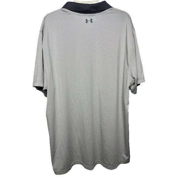Under Armour HeatGear Polo Shirt Mens 2XL Gray Striped Loose Fit Golf - Picture 5 of 8